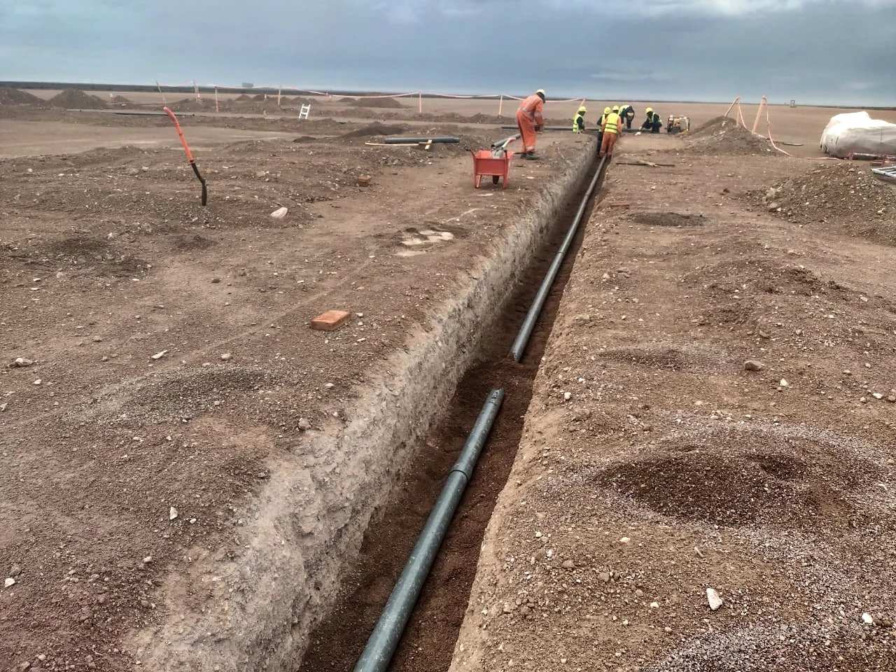 Instalación de cañería de la red de agua